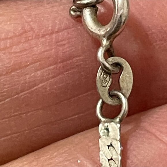 Vintage Genuine Baltic Amber Cabochon 925 Sterling Silver Pendant Chain 11" Drop - Picture 7 of 7